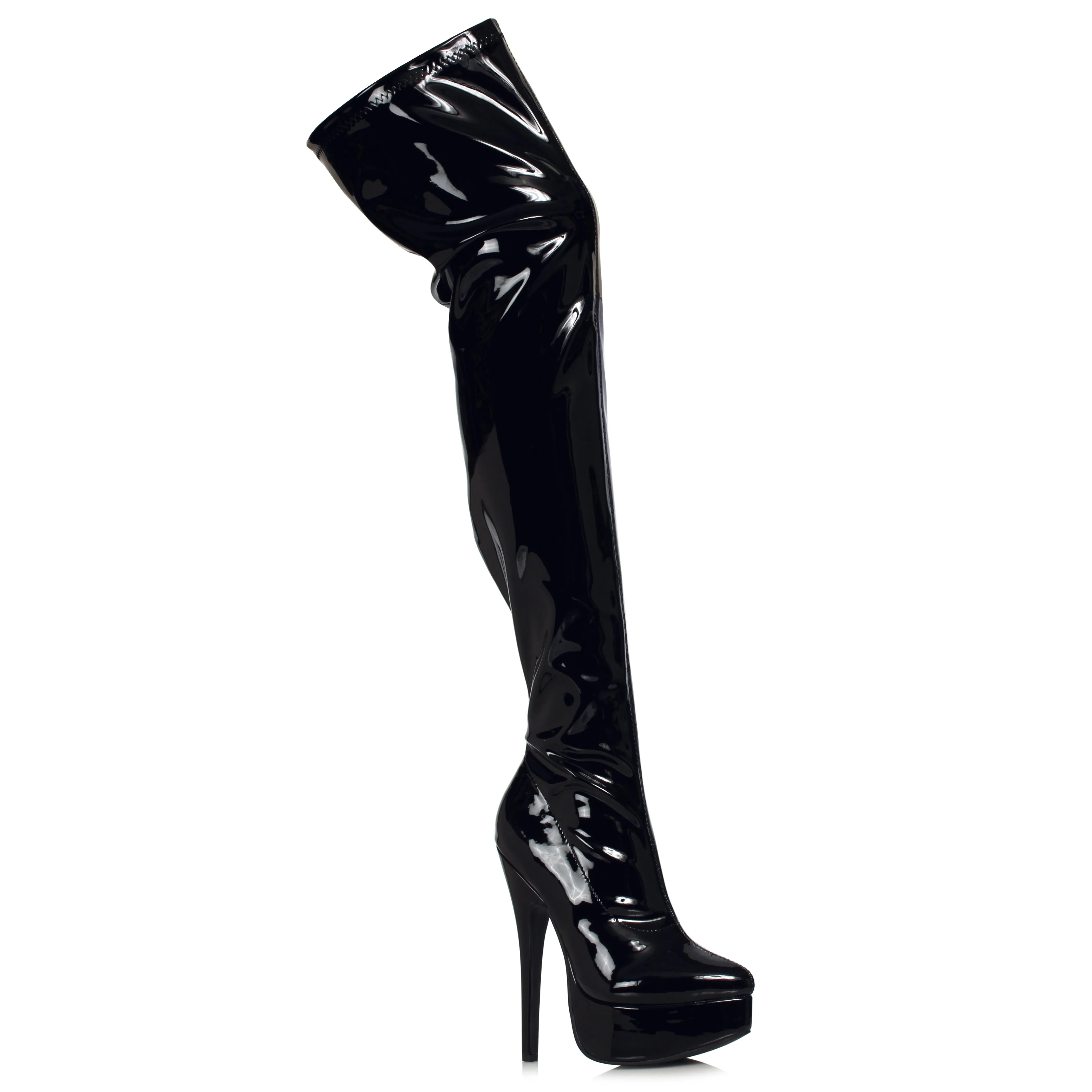 652-MISTRESS 6.5" Heel Thigh High Stretch Boots.