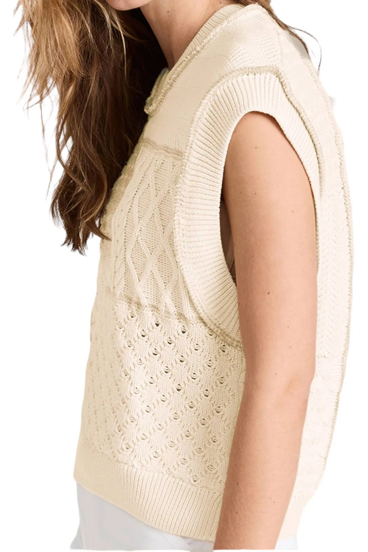&Merci - Mixed Cable Knit Sweater Vest