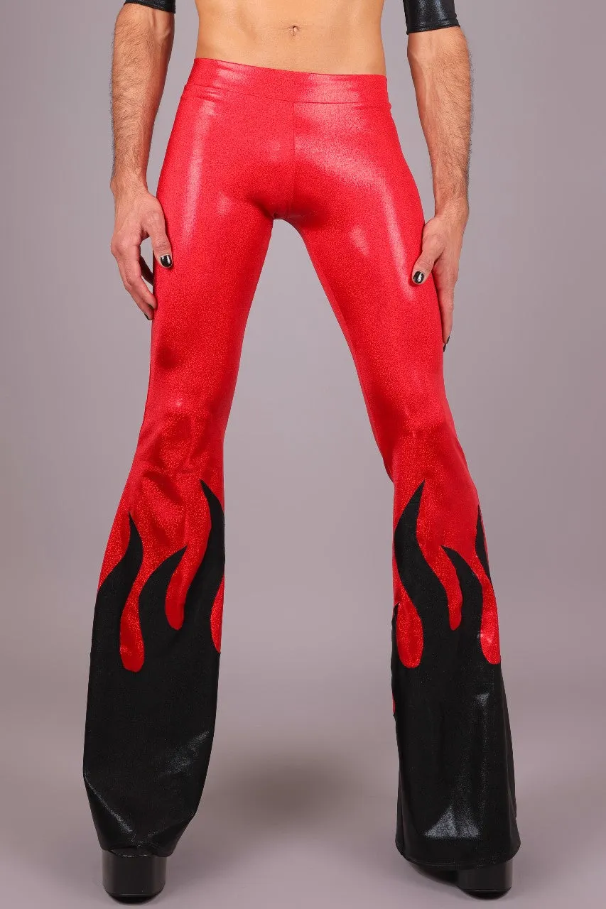 Black Flames Jeans Back Bell Bottom Leggings