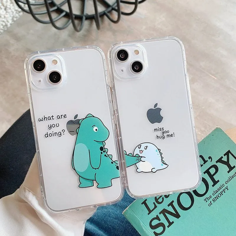 Cartoon Dinosaur Couple iPhone Case
