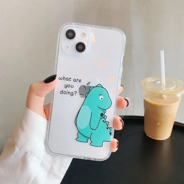 Cartoon Dinosaur Couple iPhone Case
