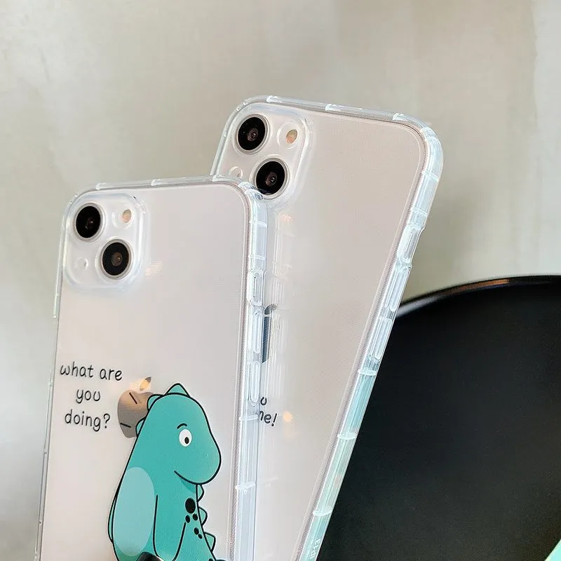 Cartoon Dinosaur Couple iPhone Case