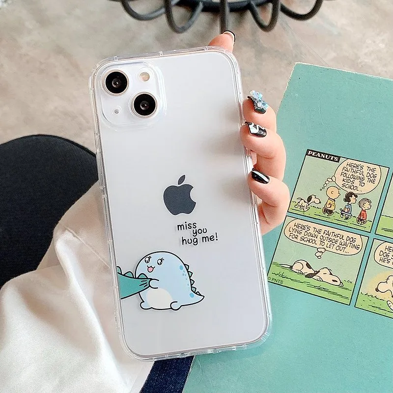 Cartoon Dinosaur Couple iPhone Case