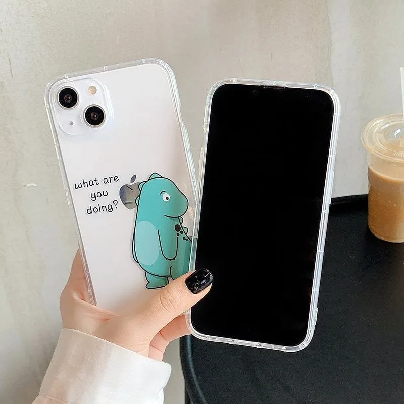 Cartoon Dinosaur Couple iPhone Case