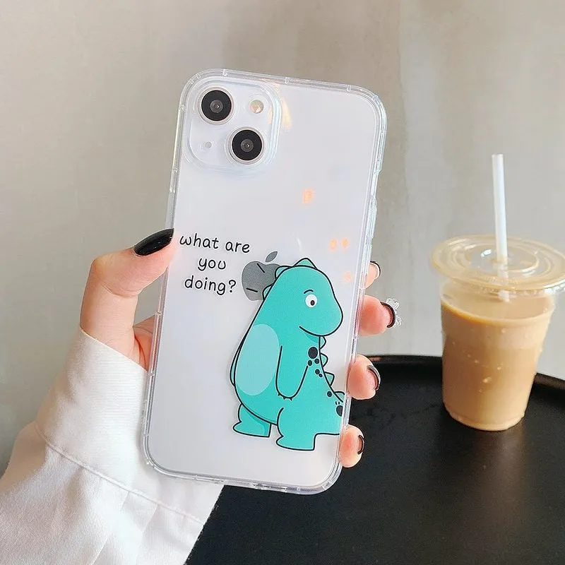Cartoon Dinosaur Couple iPhone Case