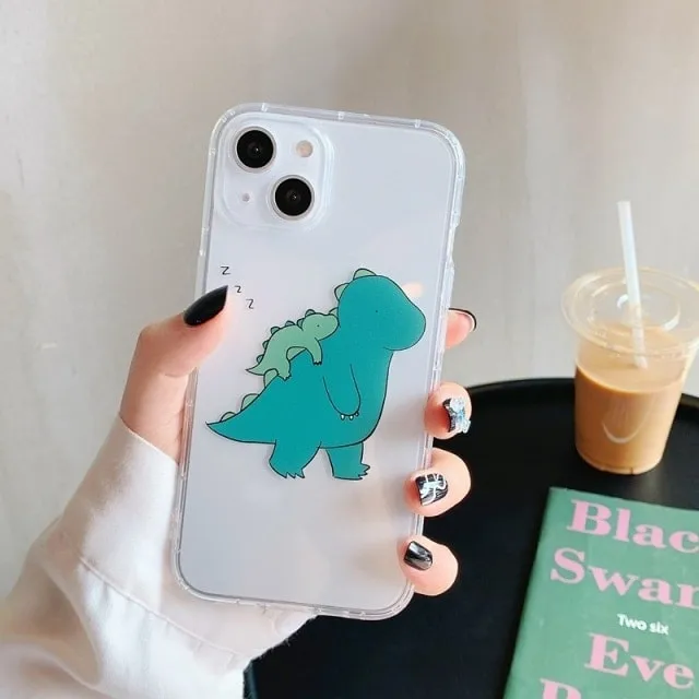 Cartoon Dinosaur Couple iPhone Case