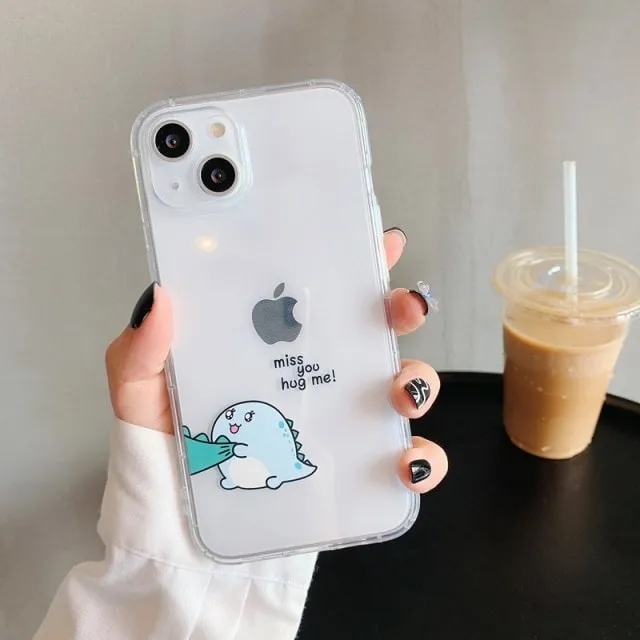 Cartoon Dinosaur Couple iPhone Case