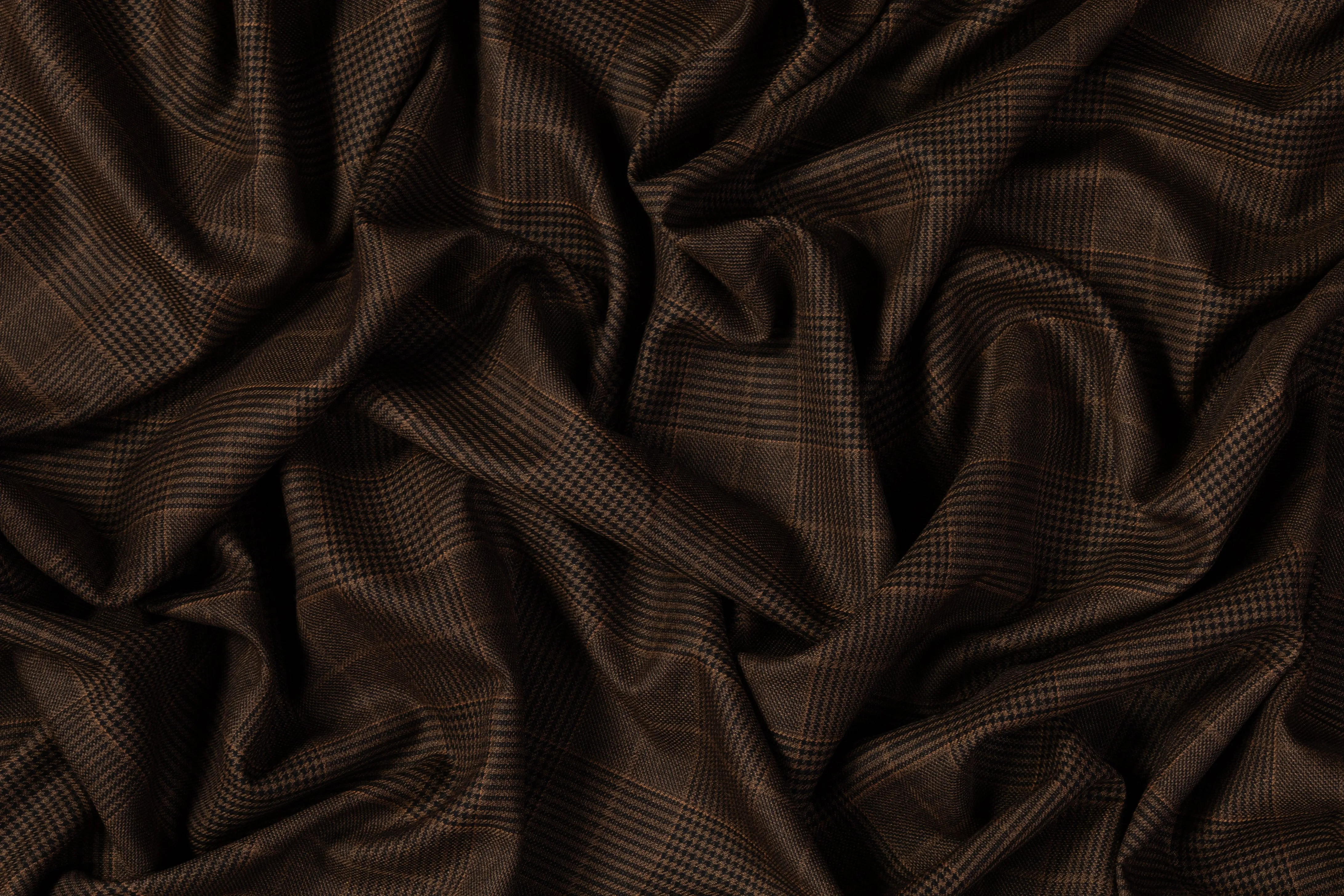 Glen Check Italian Silk and Wool Suiting - Brown