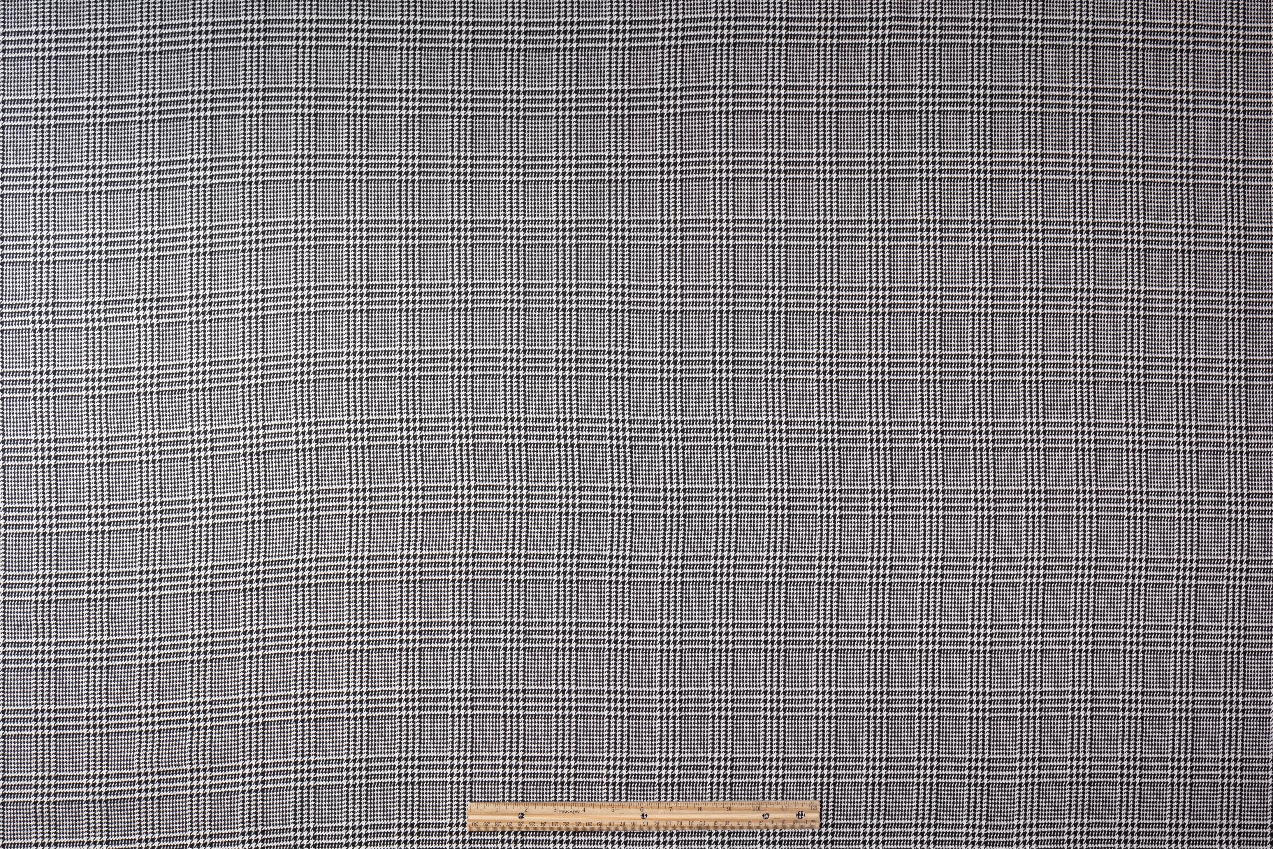 Glen Check Italian Wool Viscose Suiting - Black / White