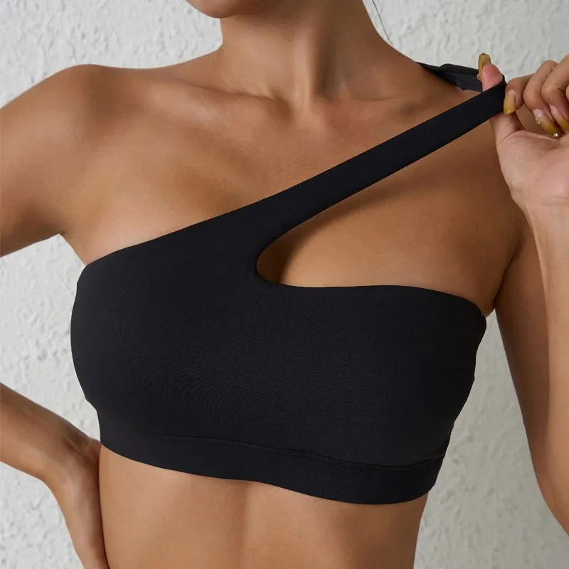 High Stretch Comfy One-Shoulder Sports Bra Top