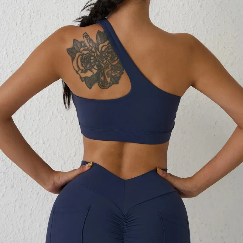 High Stretch Comfy One-Shoulder Sports Bra Top