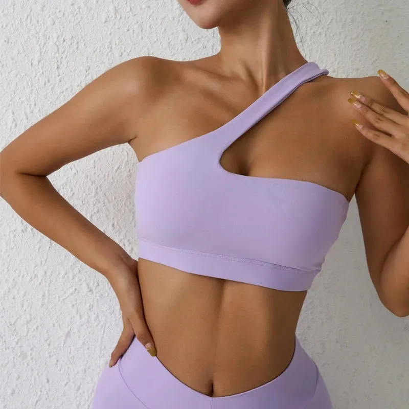 High Stretch Comfy One-Shoulder Sports Bra Top