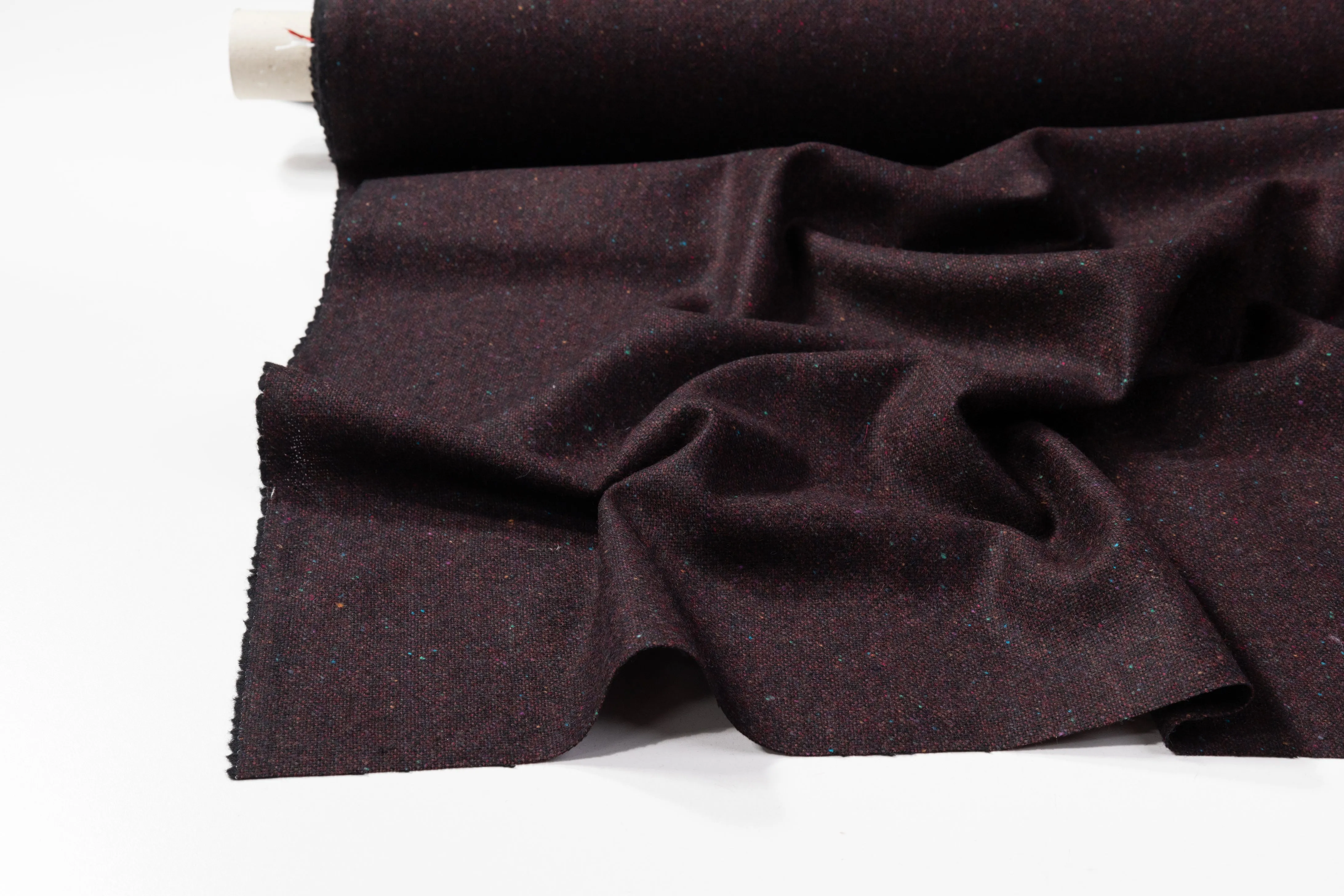Italian Wool Tweed Suiting - Burgundy