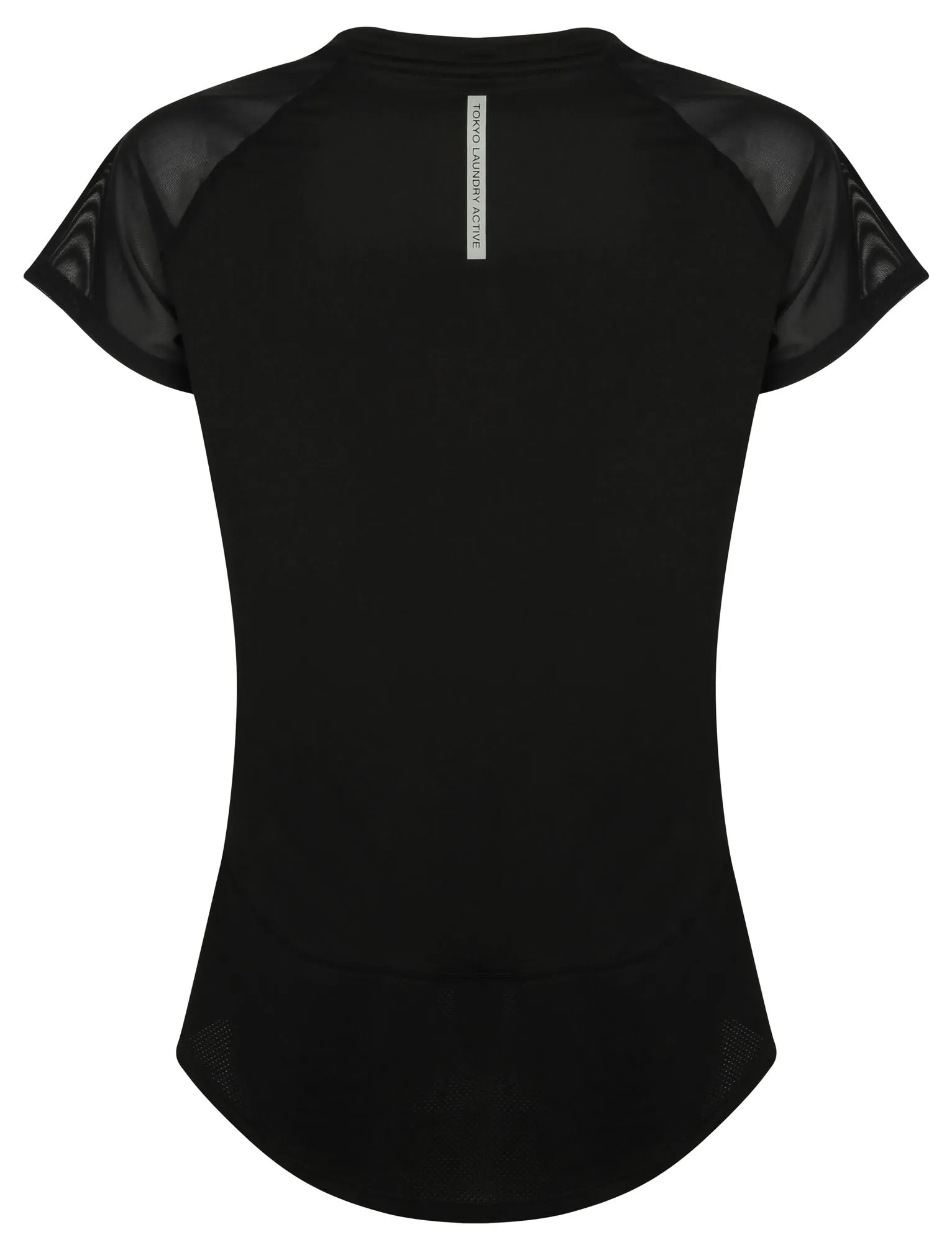 Larke Mesh Panel Fitted Sports Top in Black - Tokyo Laundry Active