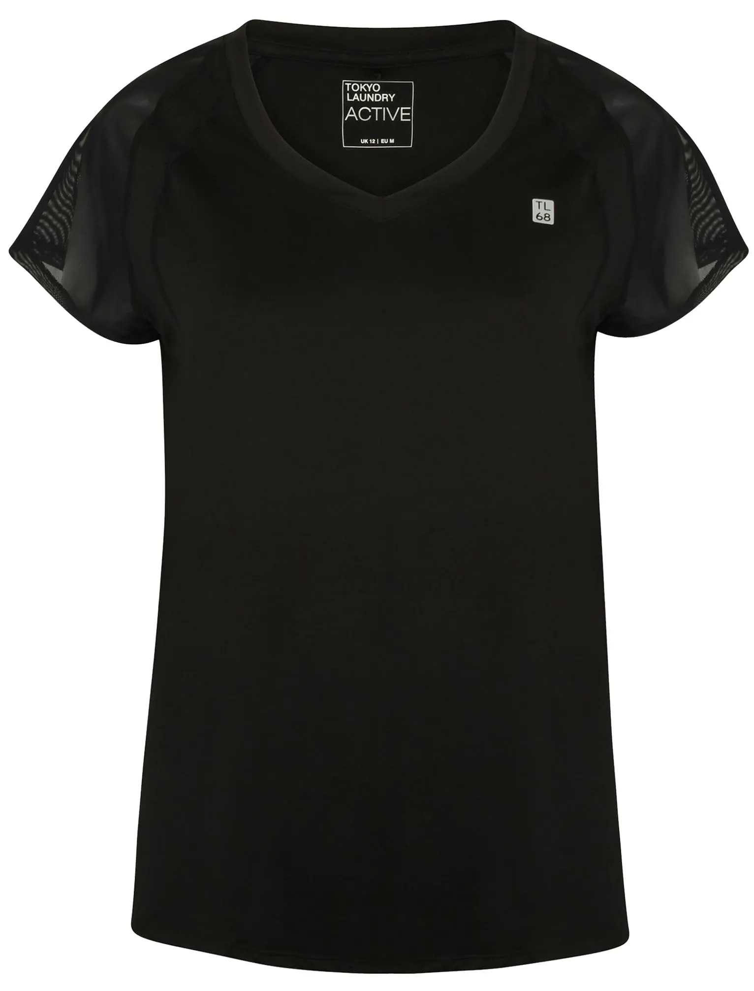 Larke Mesh Panel Fitted Sports Top in Black - Tokyo Laundry Active