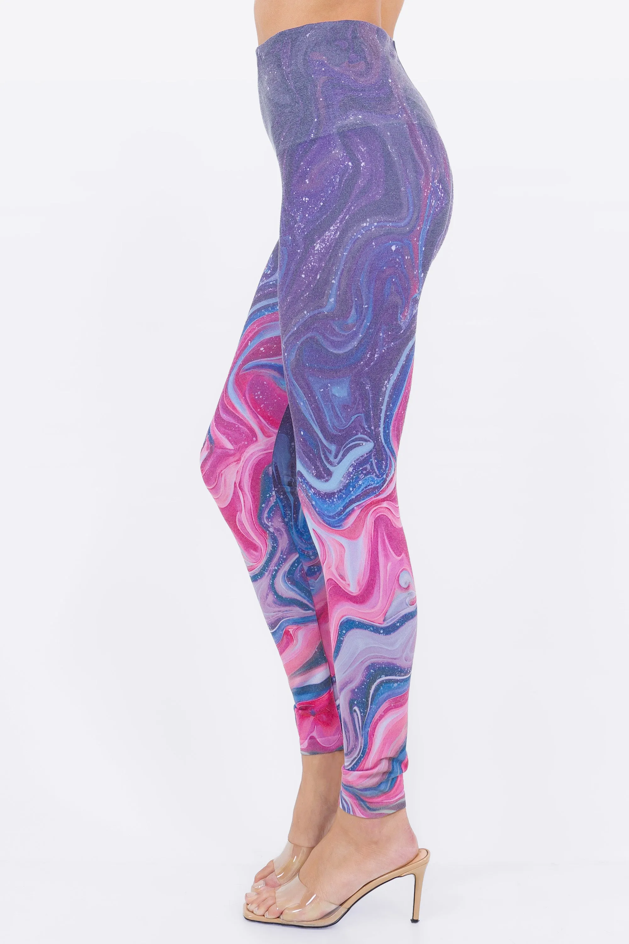 Swirling Marble Galaxy Printed Leggings
