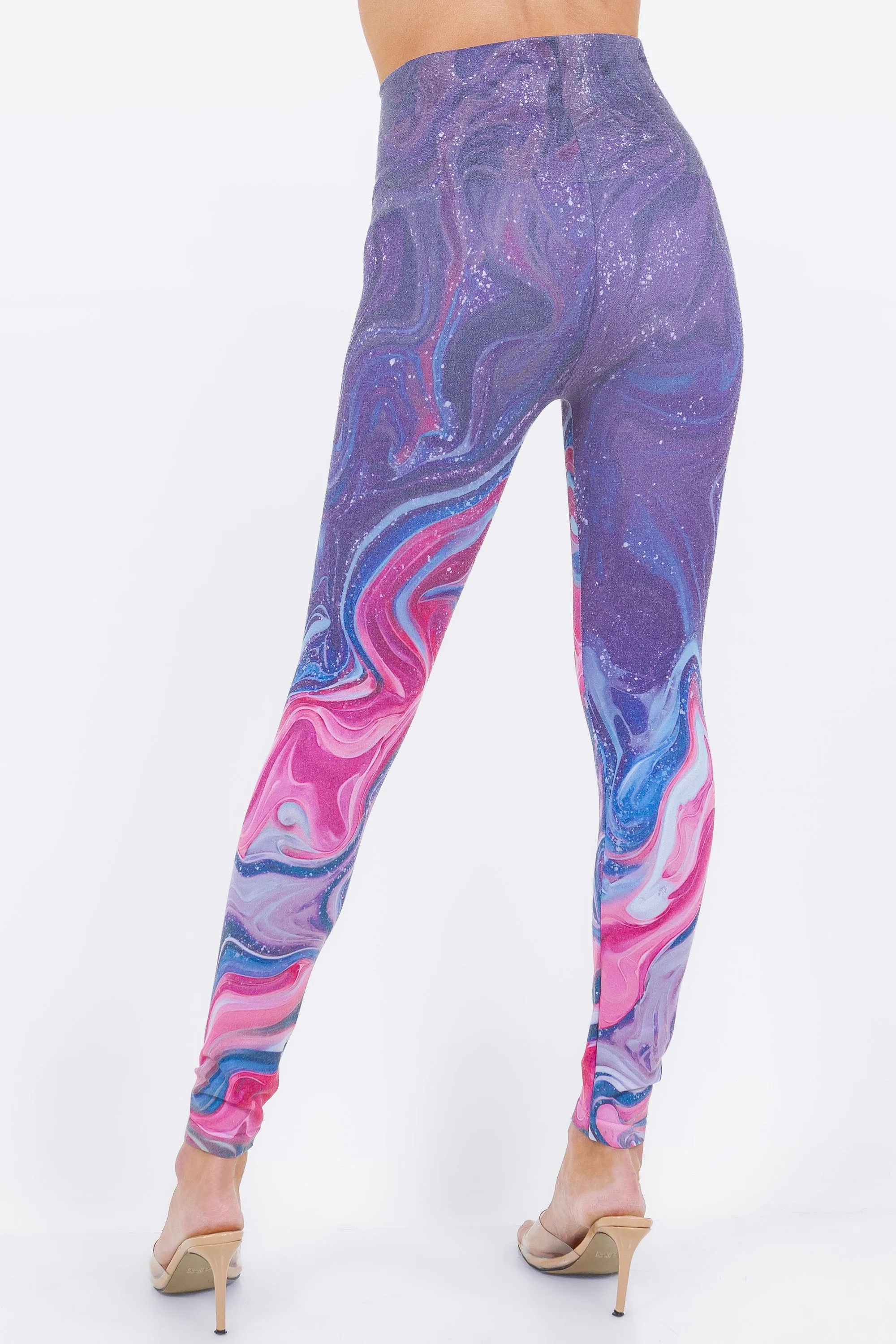 Swirling Marble Galaxy Printed Leggings