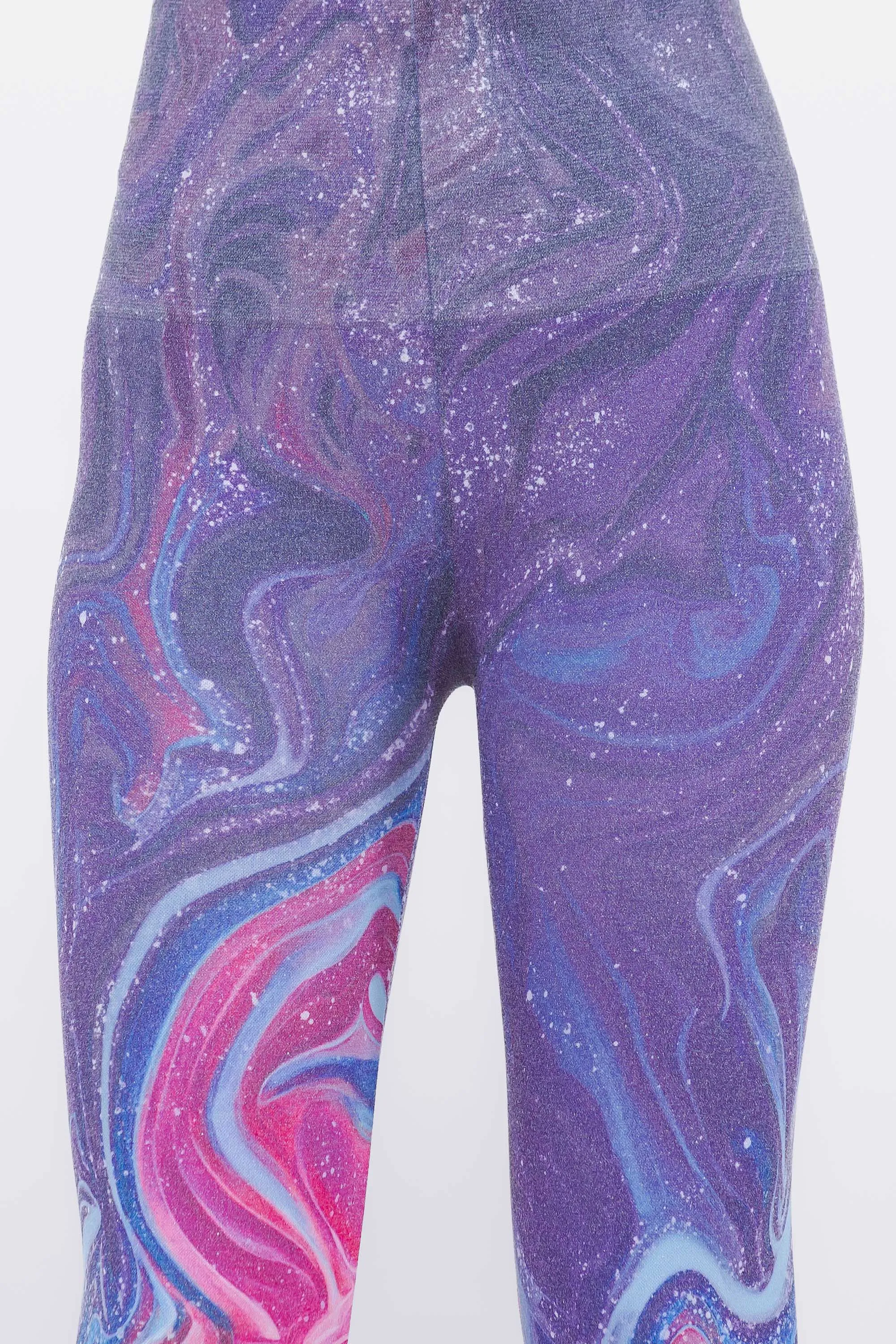 Swirling Marble Galaxy Printed Leggings