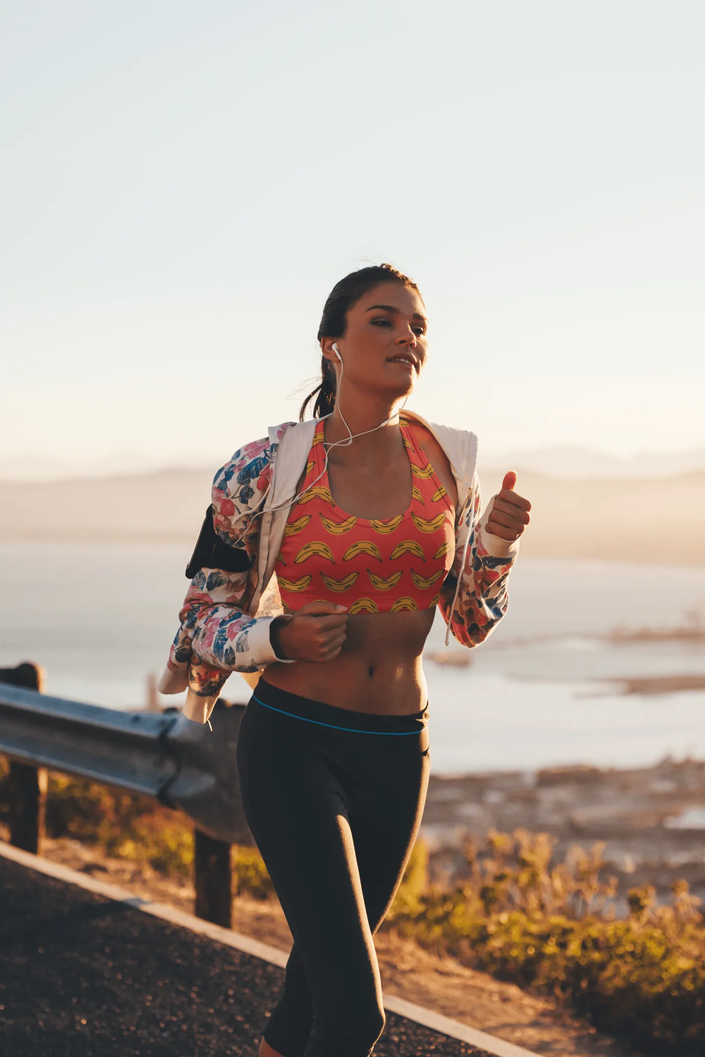 Zany Bananas print FYD Long-Line Sports Bra
