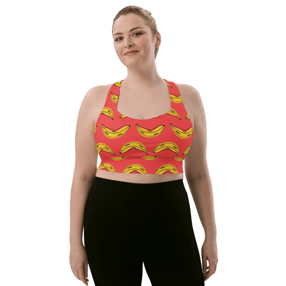 Zany Bananas print FYD Long-Line Sports Bra